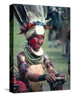 Traditional Facial Decoration and Head Dress of Feathers, Papua New Guinea-Ian Griffiths-Stretched Canvas