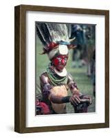 Traditional Facial Decoration and Head Dress of Feathers, Papua New Guinea-Ian Griffiths-Framed Photographic Print