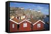 Traditional Falu Red Fishermen's Houses in Harbour, Sweden-Stuart Black-Framed Stretched Canvas