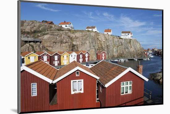 Traditional Falu Red Fishermen's Houses in Harbour, Sweden-Stuart Black-Mounted Photographic Print