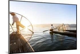 Traditional Fisherman on Inle Lake, Shan State, Myanmar (Burma), Asia-Jordan Banks-Mounted Photographic Print