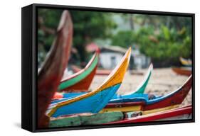 Traditional Fishing Boat in Sungai Pinang, Sumatra, Indonesia, Southeast Asia-John Alexander-Framed Stretched Canvas