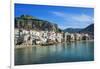 Traditional fishing boats and fishermens houses, Cefalu, Sicily, Italy, Europe-Marco Simoni-Framed Photographic Print