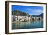 Traditional fishing boats and fishermens houses, Cefalu, Sicily, Italy, Europe-Marco Simoni-Framed Photographic Print