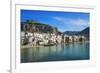 Traditional fishing boats and fishermens houses, Cefalu, Sicily, Italy, Europe-Marco Simoni-Framed Photographic Print