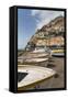 Traditional Fishing Boats and the Colourful Town of Positano-Martin Child-Framed Stretched Canvas