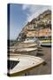 Traditional Fishing Boats and the Colourful Town of Positano-Martin Child-Stretched Canvas