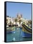 Traditional Fishing Boats, Marsaxlokk, Malta-Katja Kreder-Framed Stretched Canvas