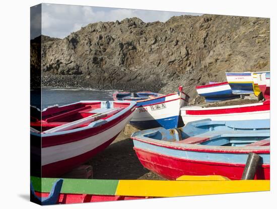 Traditional fishing boats near Las Salinas. Fogo Island (Ilha do Fogo), part of Cape Verde-Martin Zwick-Stretched Canvas