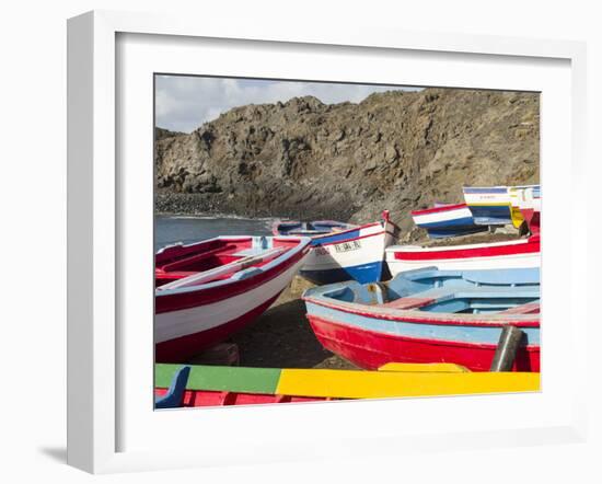 Traditional fishing boats near Las Salinas. Fogo Island (Ilha do Fogo), part of Cape Verde-Martin Zwick-Framed Photographic Print