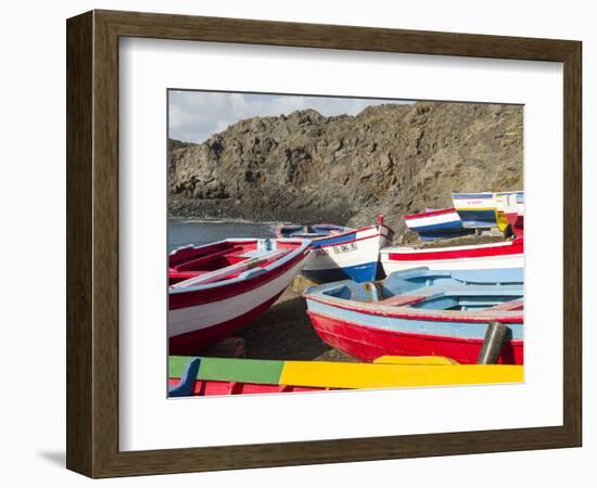 Traditional fishing boats near Las Salinas. Fogo Island (Ilha do Fogo), part of Cape Verde-Martin Zwick-Framed Photographic Print