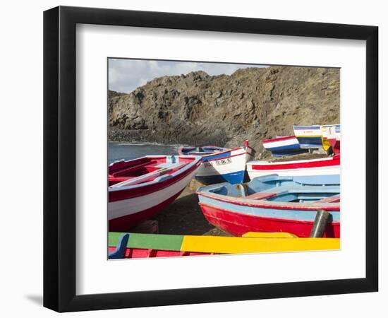 Traditional fishing boats near Las Salinas. Fogo Island (Ilha do Fogo), part of Cape Verde-Martin Zwick-Framed Photographic Print