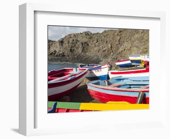 Traditional fishing boats near Las Salinas. Fogo Island (Ilha do Fogo), part of Cape Verde-Martin Zwick-Framed Photographic Print