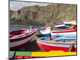 Traditional fishing boats near Las Salinas. Fogo Island (Ilha do Fogo), part of Cape Verde-Martin Zwick-Mounted Photographic Print