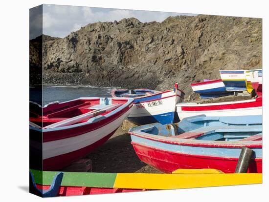 Traditional fishing boats near Las Salinas. Fogo Island (Ilha do Fogo), part of Cape Verde-Martin Zwick-Stretched Canvas