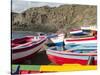 Traditional fishing boats near Las Salinas. Fogo Island (Ilha do Fogo), part of Cape Verde-Martin Zwick-Stretched Canvas