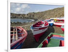 Traditional fishing boats near Las Salinas. Fogo Island (Ilha do Fogo), part of Cape Verde-Martin Zwick-Framed Photographic Print