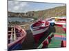 Traditional fishing boats near Las Salinas. Fogo Island (Ilha do Fogo), part of Cape Verde-Martin Zwick-Mounted Premium Photographic Print