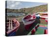 Traditional fishing boats near Las Salinas. Fogo Island (Ilha do Fogo), part of Cape Verde-Martin Zwick-Stretched Canvas