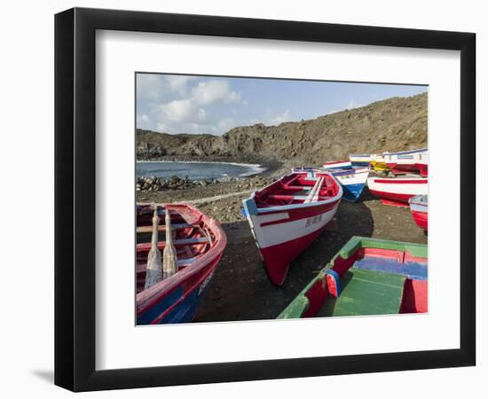 Traditional fishing boats near Las Salinas. Fogo Island (Ilha do Fogo), part of Cape Verde-Martin Zwick-Framed Photographic Print