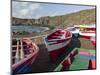 Traditional fishing boats near Las Salinas. Fogo Island (Ilha do Fogo), part of Cape Verde-Martin Zwick-Mounted Photographic Print