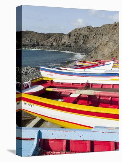 Traditional fishing boats near Las Salinas. Fogo Island (Ilha do Fogo), part of Cape Verde-Martin Zwick-Stretched Canvas