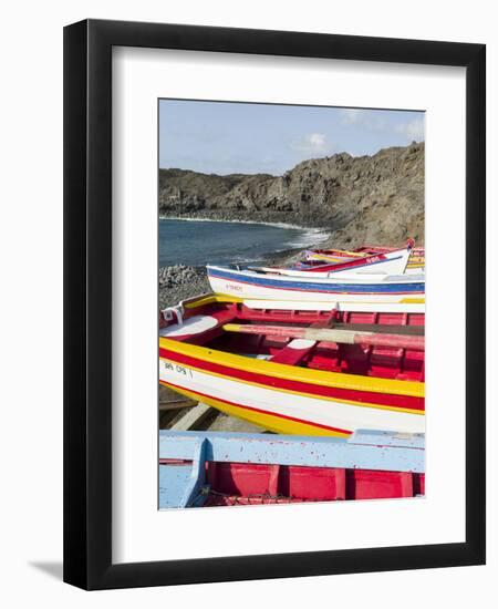 Traditional fishing boats near Las Salinas. Fogo Island (Ilha do Fogo), part of Cape Verde-Martin Zwick-Framed Premium Photographic Print