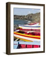 Traditional fishing boats near Las Salinas. Fogo Island (Ilha do Fogo), part of Cape Verde-Martin Zwick-Framed Photographic Print