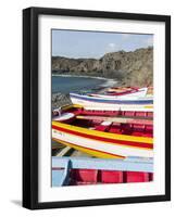 Traditional fishing boats near Las Salinas. Fogo Island (Ilha do Fogo), part of Cape Verde-Martin Zwick-Framed Photographic Print