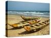 Traditional Fishing Boats on Kokrobite Beach, Greater Accra Region, Gulf of Guinea, Ghana-Alison Jones-Stretched Canvas