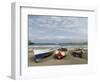 Traditional fishing boats on the beach of Praia Baixo. Santiago Island, Cape Verde.-Martin Zwick-Framed Photographic Print