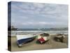 Traditional fishing boats on the beach of Praia Baixo. Santiago Island, Cape Verde.-Martin Zwick-Stretched Canvas