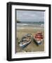 Traditional fishing boats on the beach of Praia Baixo. Santiago Island, Cape Verde-Martin Zwick-Framed Premium Photographic Print