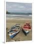 Traditional fishing boats on the beach of Praia Baixo. Santiago Island, Cape Verde-Martin Zwick-Framed Photographic Print