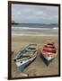 Traditional fishing boats on the beach of Praia Baixo. Santiago Island, Cape Verde-Martin Zwick-Framed Photographic Print