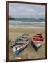 Traditional fishing boats on the beach of Praia Baixo. Santiago Island, Cape Verde-Martin Zwick-Framed Photographic Print