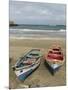 Traditional fishing boats on the beach of Praia Baixo. Santiago Island, Cape Verde-Martin Zwick-Mounted Photographic Print