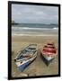 Traditional fishing boats on the beach of Praia Baixo. Santiago Island, Cape Verde-Martin Zwick-Framed Photographic Print