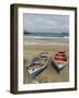 Traditional fishing boats on the beach of Praia Baixo. Santiago Island, Cape Verde-Martin Zwick-Framed Photographic Print