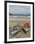 Traditional fishing boats on the beach of Praia Baixo. Santiago Island, Cape Verde-Martin Zwick-Framed Photographic Print