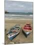 Traditional fishing boats on the beach of Praia Baixo. Santiago Island, Cape Verde-Martin Zwick-Mounted Photographic Print