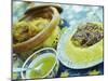 Traditional Food of Chicken Tagine, and Lamb with Cous Cous, Marrakech, Morocco-Lee Frost-Mounted Photographic Print