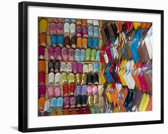 Traditional Footware (Babouches) for Sale in Souk, Medina, Marrakech (Marrakesh), Morocco, Africa-Nico Tondini-Framed Photographic Print