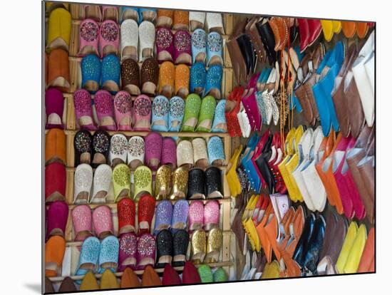 Traditional Footware (Babouches) for Sale in Souk, Medina, Marrakech (Marrakesh), Morocco, Africa-Nico Tondini-Mounted Photographic Print