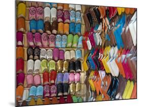 Traditional Footware (Babouches) for Sale in Souk, Medina, Marrakech (Marrakesh), Morocco, Africa-Nico Tondini-Mounted Photographic Print