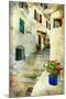 Traditional Greece -Pictorial Streets, Artistic Picture-Maugli-l-Mounted Premium Photographic Print