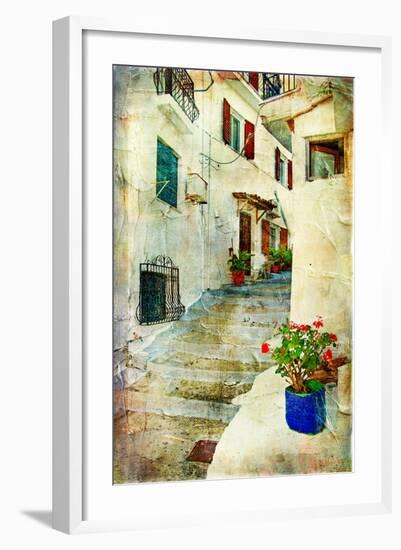 Traditional Greece -Pictorial Streets, Artistic Picture-Maugli-l-Framed Photographic Print