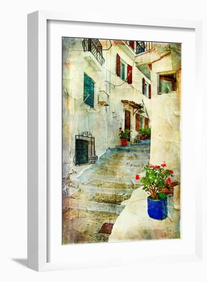 Traditional Greece -Pictorial Streets, Artistic Picture-Maugli-l-Framed Photographic Print