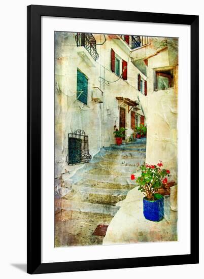 Traditional Greece -Pictorial Streets, Artistic Picture-Maugli-l-Framed Photographic Print