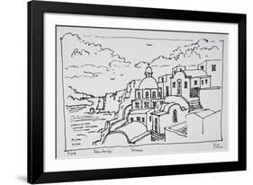 Traditional Greek architecture in the town of Fira, island of Santorini, Greece.-Richard Lawrence-Framed Photographic Print